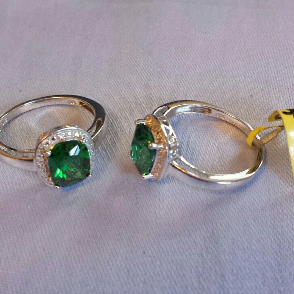SOLD Simulated green diamond ring